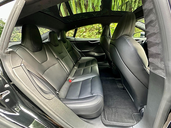 Interior rear view of Tesla